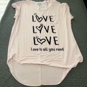 Love pink shirt with black text
